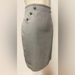 WHBM gray side hip button detail professional business office lined pencil skirt